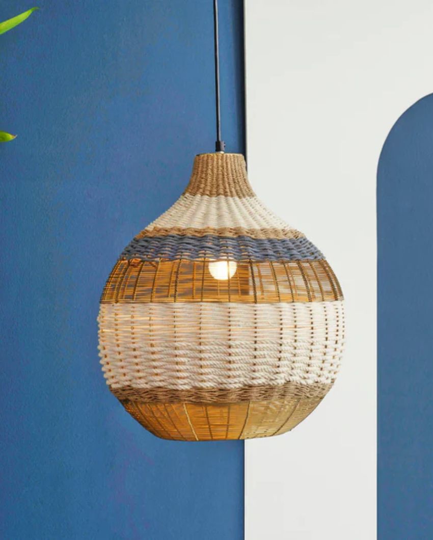 Rustic Rattan Hanging Lamp | 18 x 18 inches