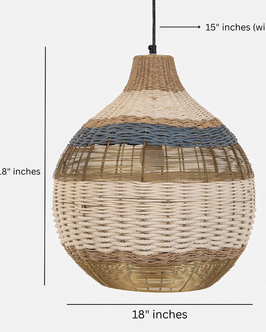 Rustic Rattan Hanging Lamp | 18 x 18 inches