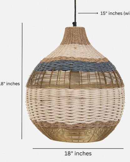 Rustic Rattan Hanging Lamp | 18 x 18 inches