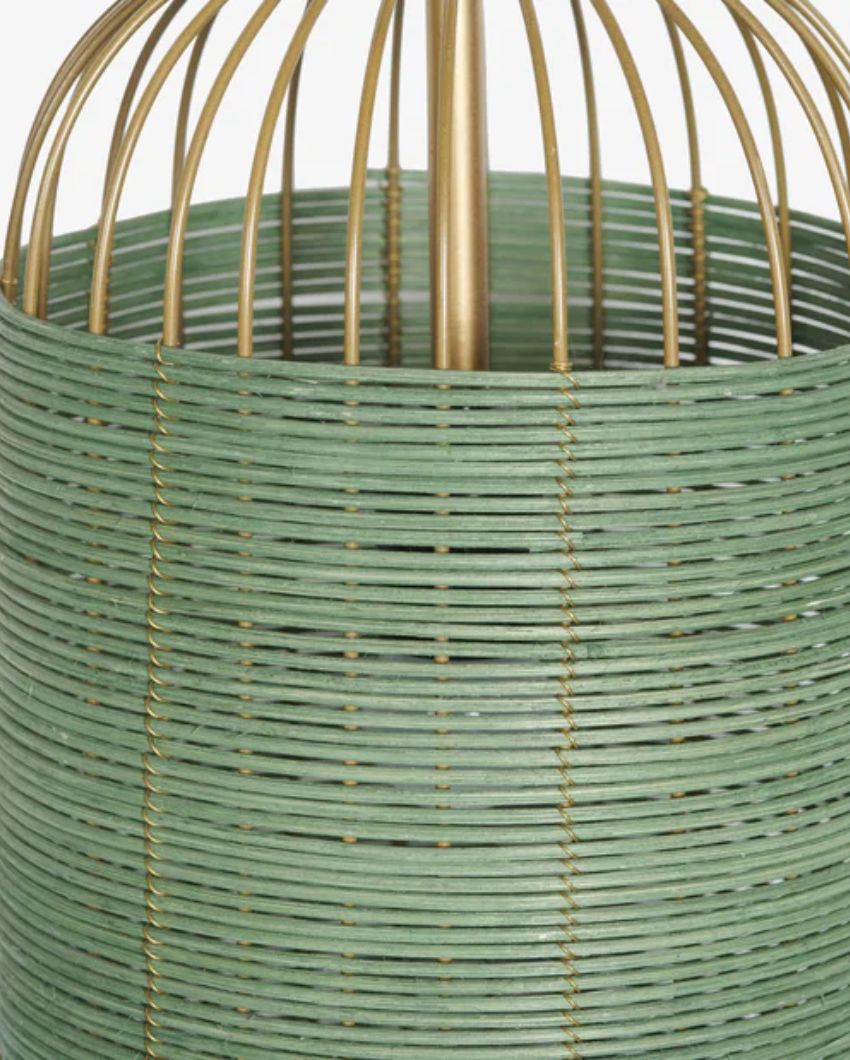 Olive Green Rattan Natural Hanging Lamp | 8 x 16 inches