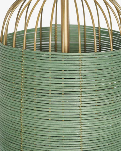 Olive Green Rattan Natural Hanging Lamp | 8 x 16 inches