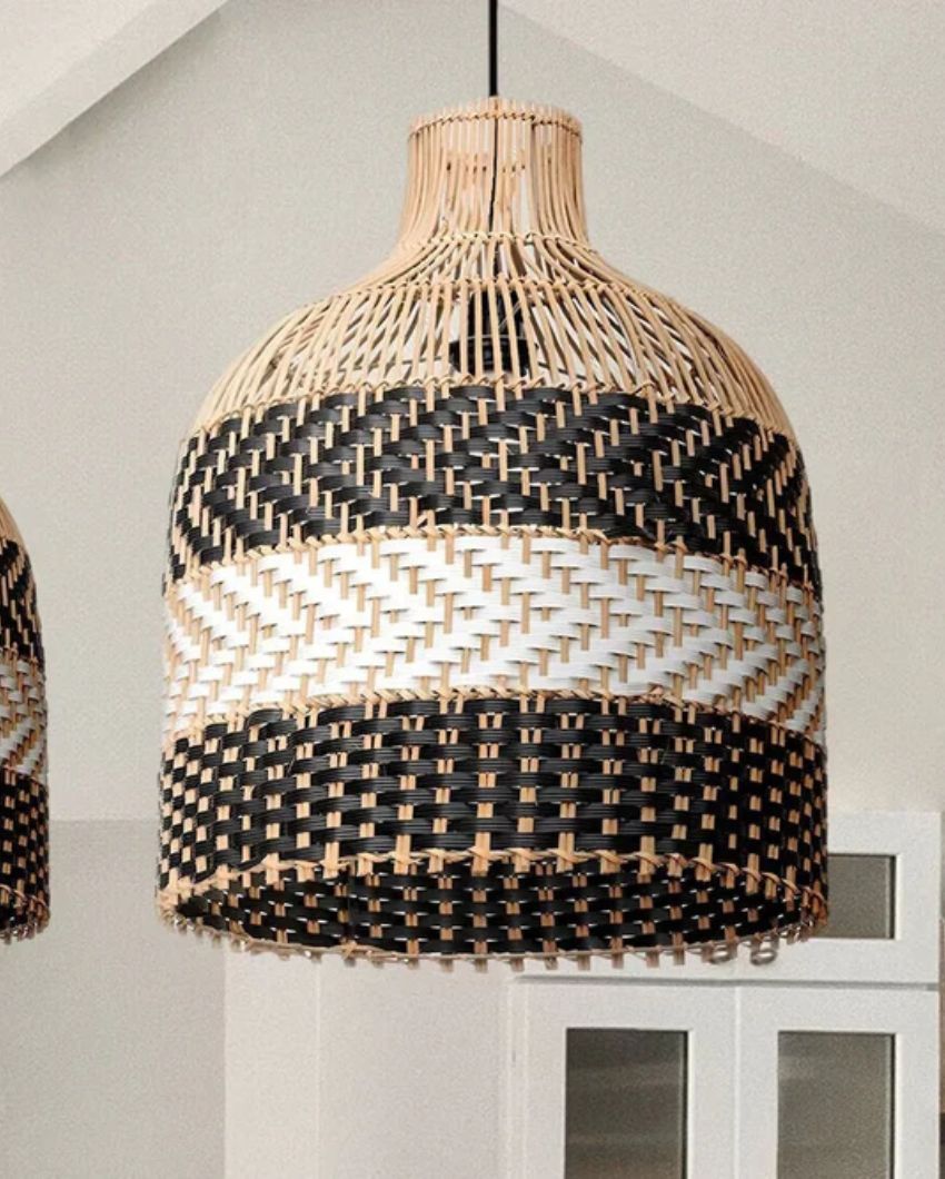 Vintage Woven Rattan Pendant Light Lamp | 12 x 16 inches