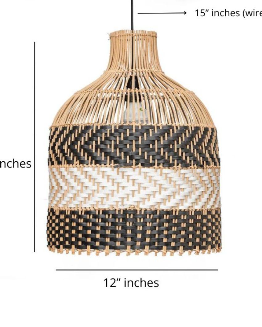 Vintage Woven Rattan Pendant Light Lamp | 12 x 16 inches