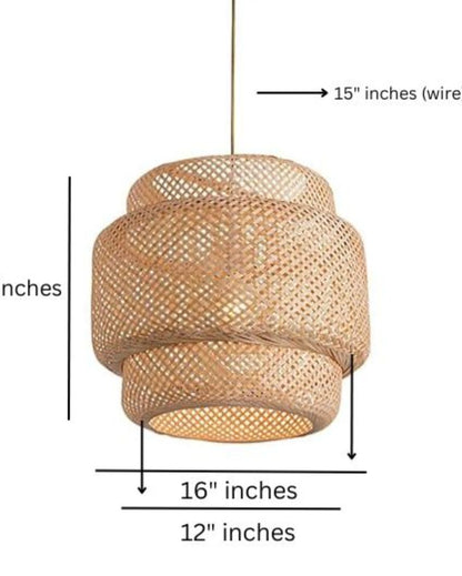 Sophisticated Bamboo Double Cylder Pendant Light | 16 x 15 inches