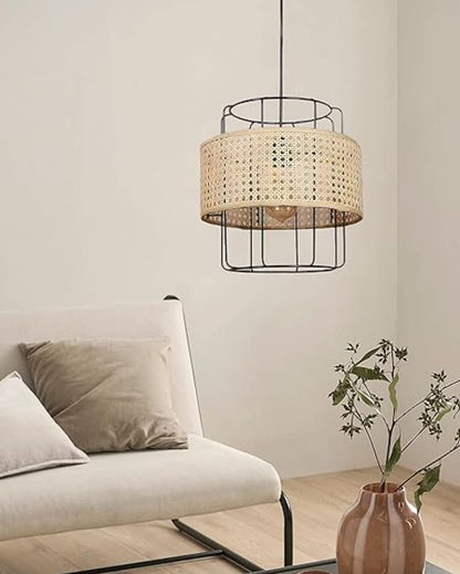 Modern Rattan Pendant Hanging Lamp | 15 x 20 inches