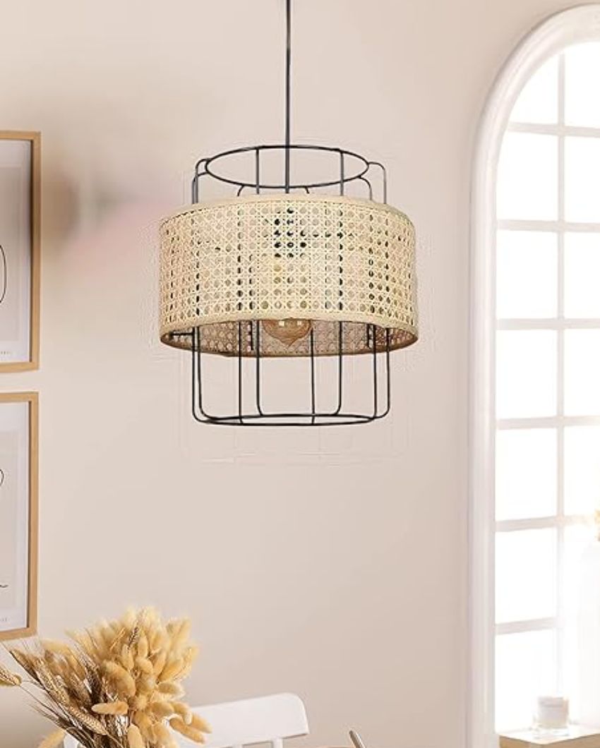 Modern Rattan Pendant Hanging Lamp | 15 x 20 inches