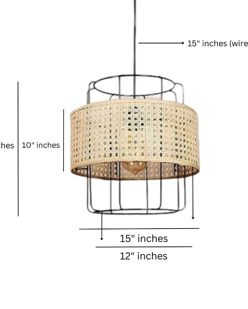 Modern Rattan Pendant Hanging Lamp | 15 x 20 inches