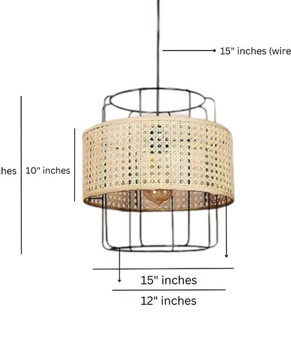 Modern Rattan Pendant Hanging Lamp | 15 x 20 inches