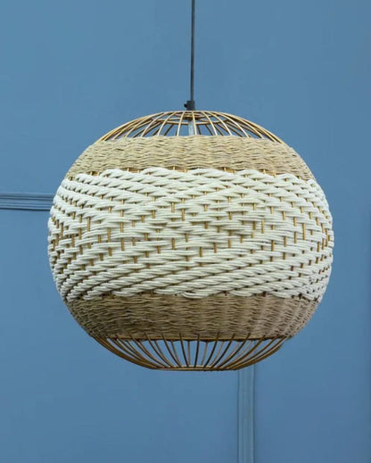 Woven Rattan Spherical Modern Hanging Lamp | 16 x 16 inches