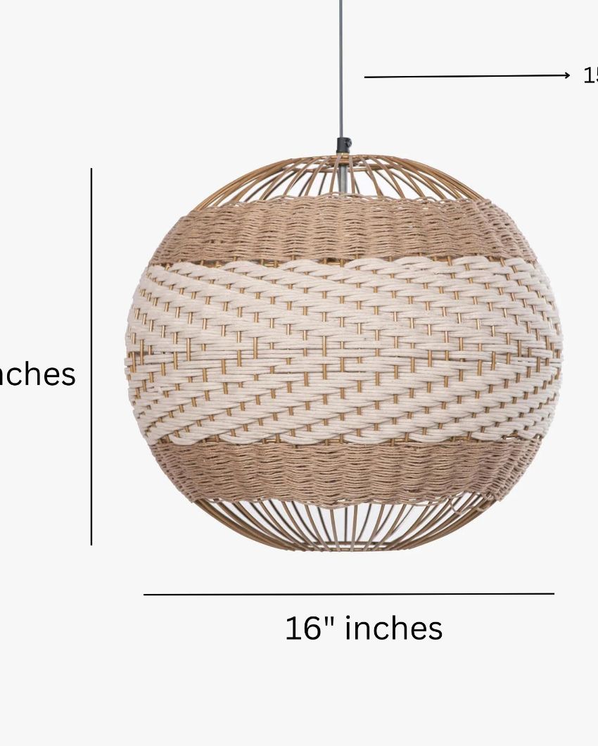 Woven Rattan Spherical Modern Hanging Lamp | 16 x 16 inches