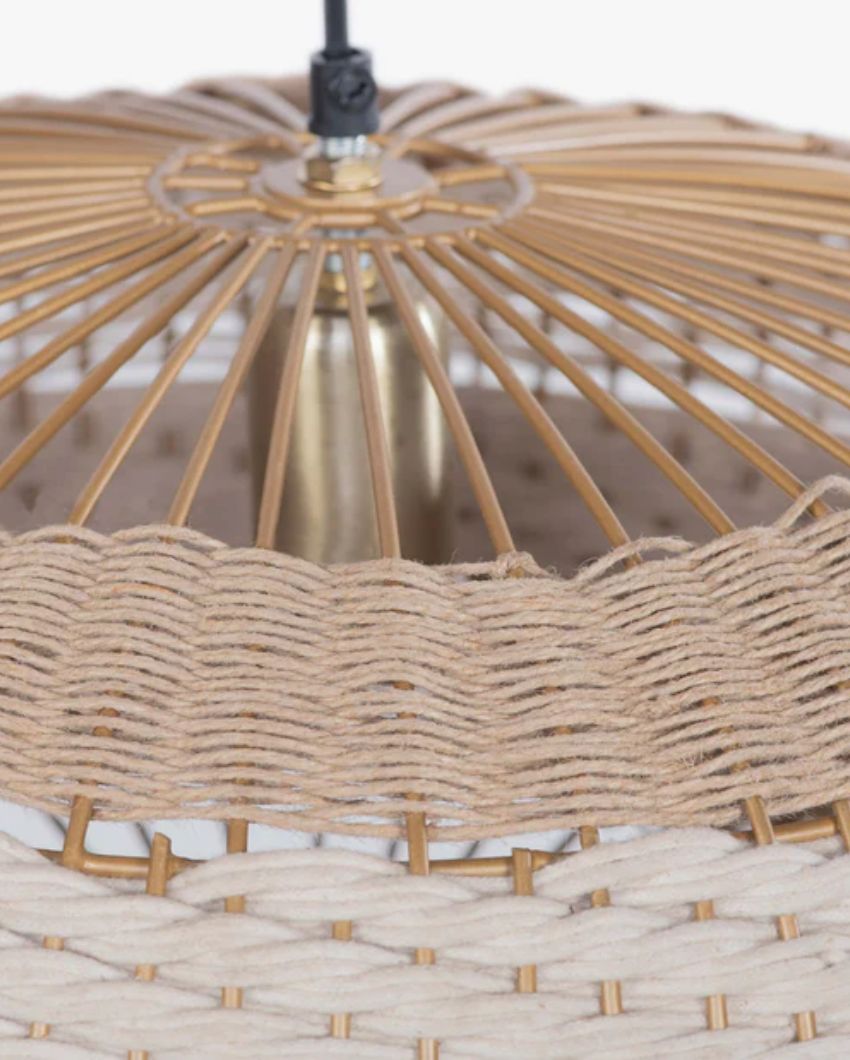 Woven Rattan Flat Modern Hanging Lamp | 18 x 8 inches