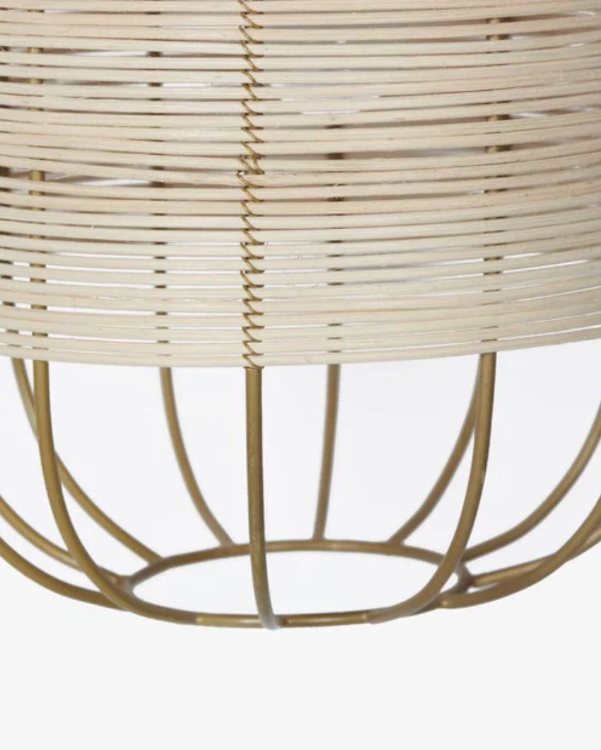 Henka Beige Rattan Natural Tall Hanging Lamp |10 x 20 inches