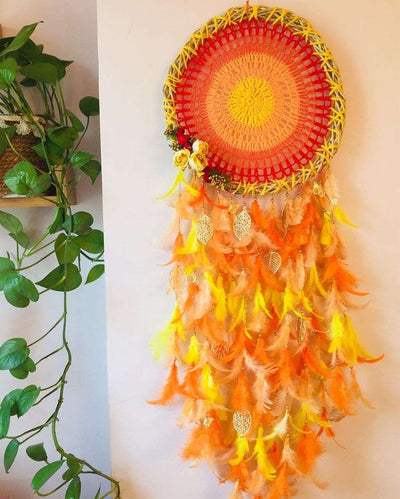 Sunburst Feather & Beads Dreamcatcher | 12 x 30 inches