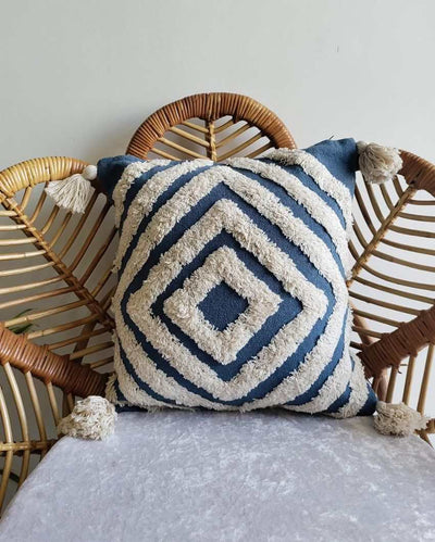 Bohemian Bliss Cotton Jute Cushion Cover | 16 x 16 inches