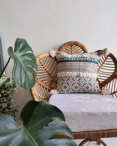 Greece Fairytale Cotton Jute Cushion Cover | 16 x 16 inches