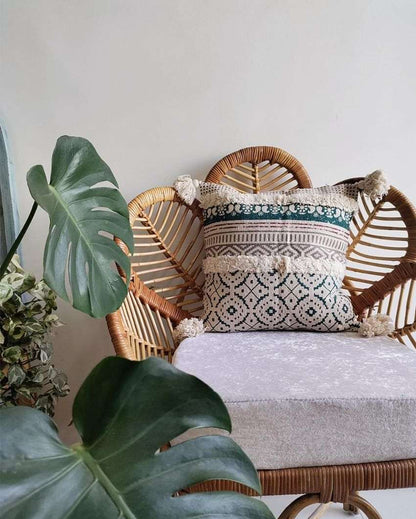 Greece Fairytale Cotton Jute Cushion Cover | 16 x 16 inches