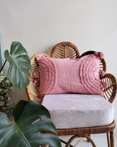 Pink Blush Cotton Jute Cushion Cover | 24 x 16 inches