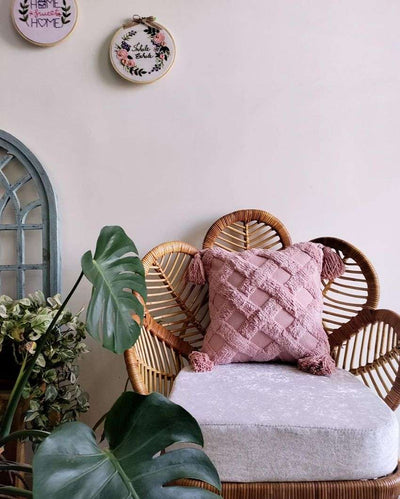 Pink Pixie Dust Cotton Jute Cushion Cover | 16 x 16 inches