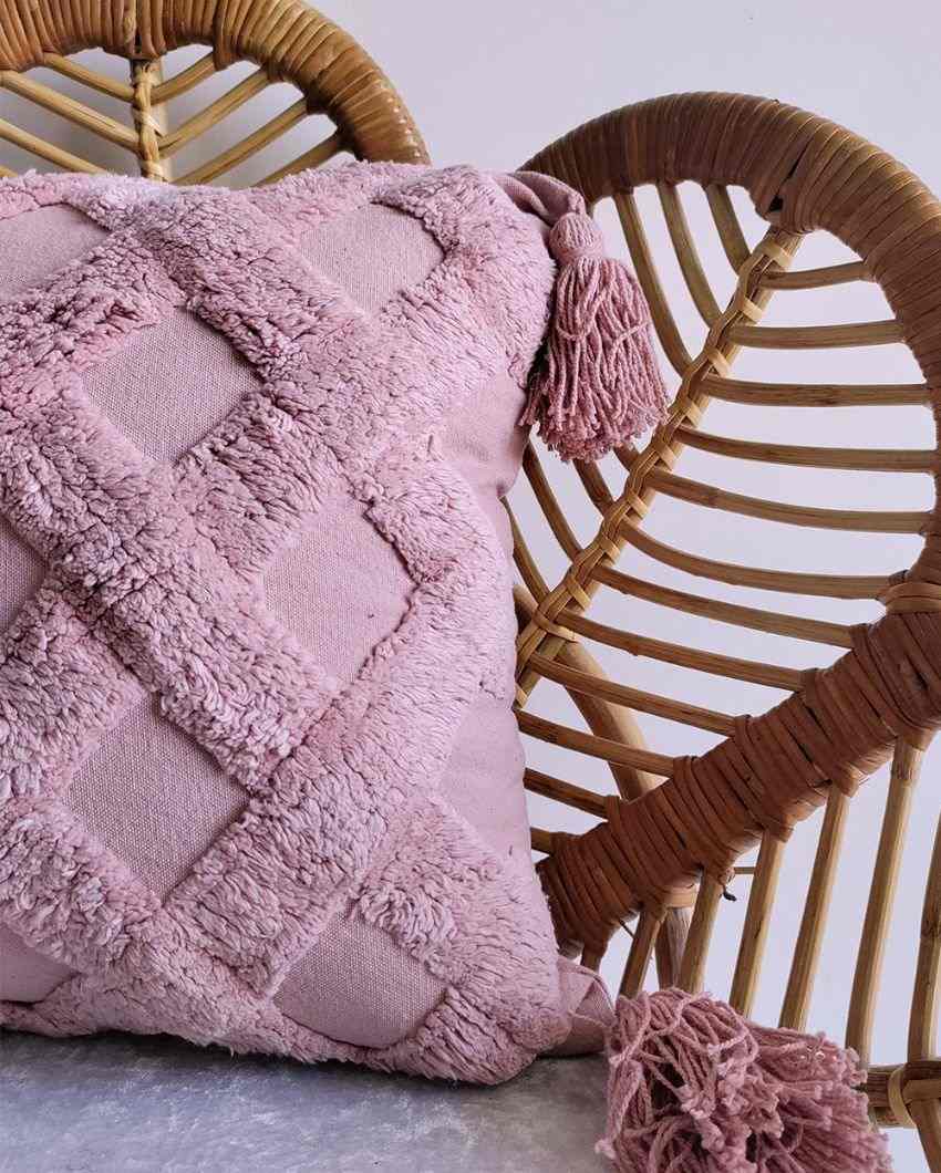 Pink Pixie Dust Cotton Jute Cushion Cover | 16 x 16 inches