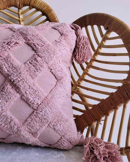 Pink Pixie Dust Cotton Jute Cushion Cover | 16 x 16 inches