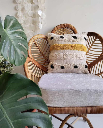 Yellow Mellow Cotton Jute Cushion Cover | 16 x 16 inches