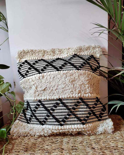 YinYang Love Cotton Jute Cushion Cover | 18 x 18 inches