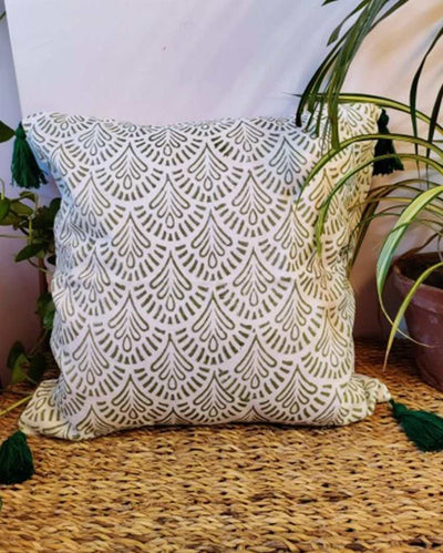 Egyptian Saga Block Print Cotton Cushion Cover | 16 x 16 inches