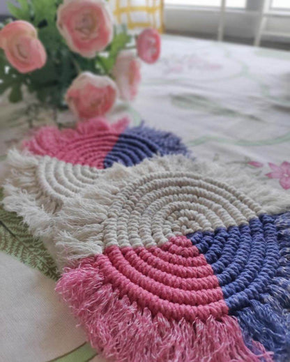 Colour Squash Macrame Cotton Cord Coaster Placemat | Set of 2 | 4 x 4 inches