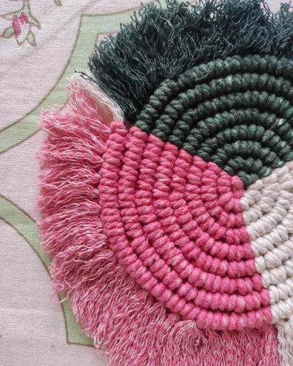 Shades of Happiness Macrame Cotton Cord Coaster Placemat | Set of 2 | 4 x 4 inches