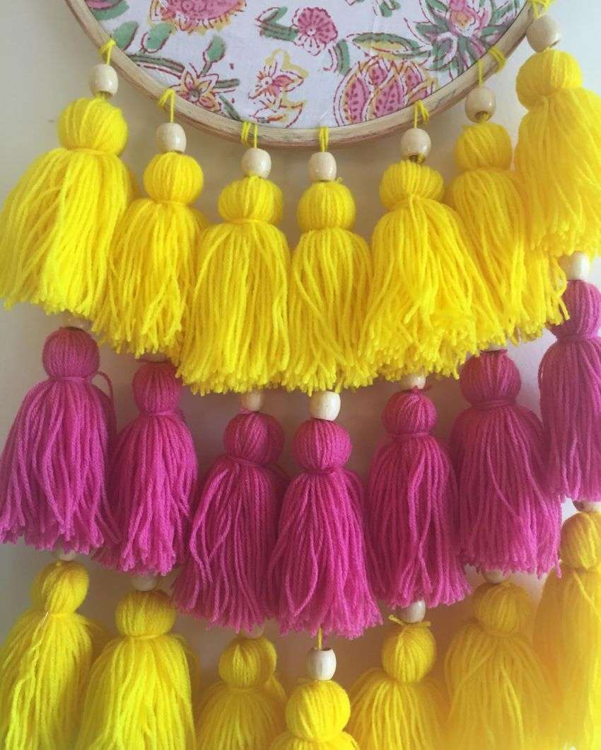 My happy Place Tasseled Dreamcatcher | 8 x 21 inches