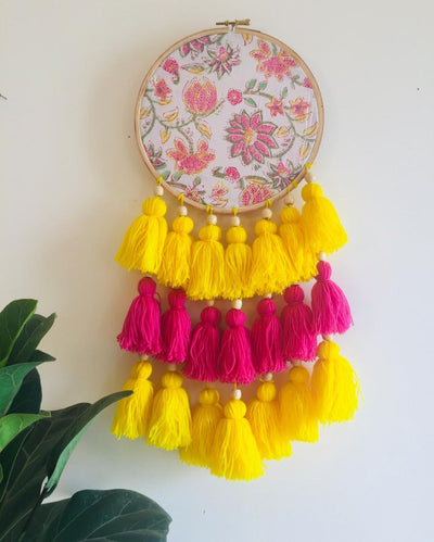 My happy Place Tasseled Dreamcatcher | 8 x 21 inches