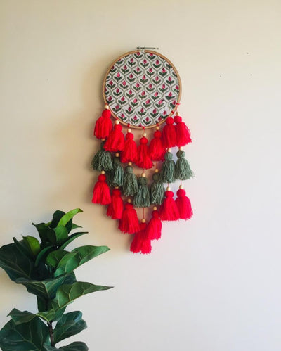 Fresh Dew Drops Tasseled Dreamcatcher | 8 x 21 inches