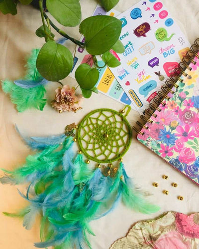 Beach Vibes Feather & Beads Dreamcatcher | 4 x 12 inches