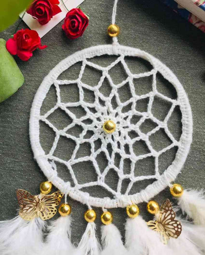 Snowflakes  Feather & Beads Dreamcatcher | 4 x 12 inches