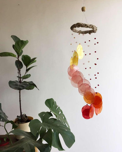 Solar Plexus Calmness Capiz Shell Wind Chime | 4 x 12 inches