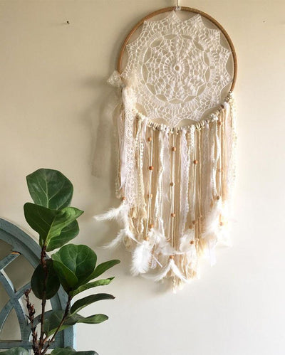 Like A Fairy tale  Feather & Beads Dreamcatcher | 12 x 30 inches