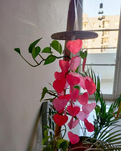 All Hearts Capiz Shell Wind Chime | 6 x 16 inches
