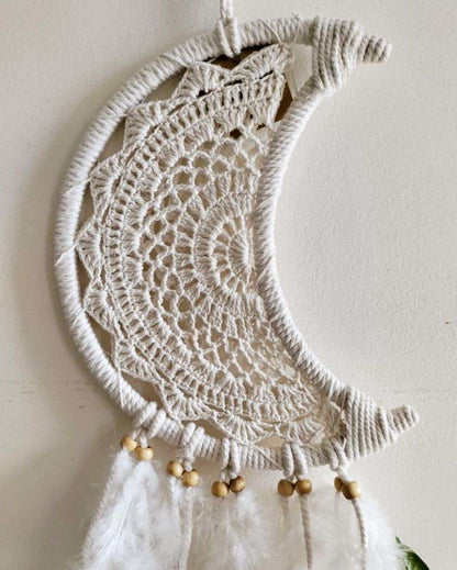 Moon dreamcatcher Feather & Beads Dreamcatcher | 5 x 19 inches