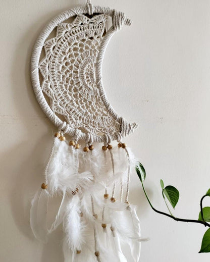 Moon dreamcatcher Feather & Beads Dreamcatcher | 5 x 19 inches