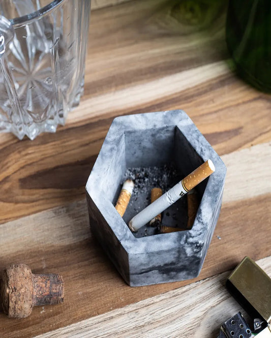 Geometric Clean Lines Hexo Concrete Ashtray | 4 x 4 x 2 inches