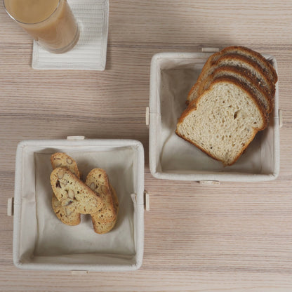 Square Bread Basket with Wooden Stand Default Title