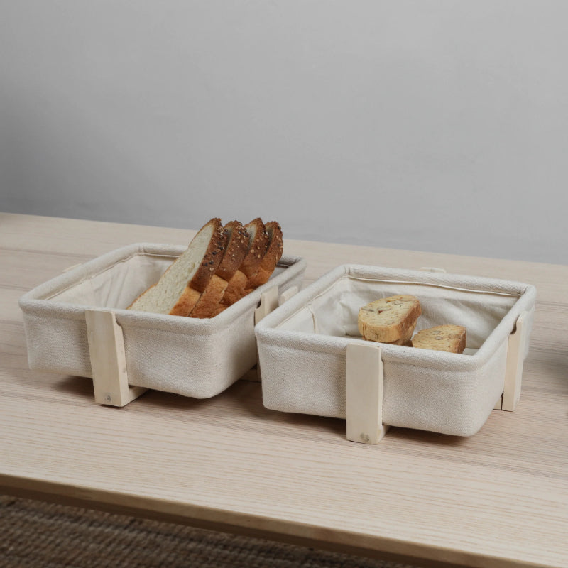 Square Bread Basket with Wooden Stand Default Title