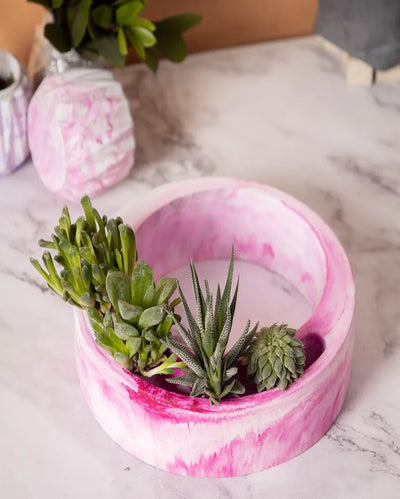 Large Round Statement Halo Concrete Planter | 9 x 9 x 3 inches