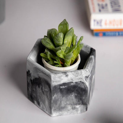 Modern Hexagonal Style Hexo Concrete Planter | 4 x 4 x 3 inches