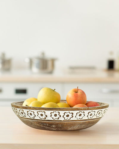 Flower Crafted Wooden Bowl