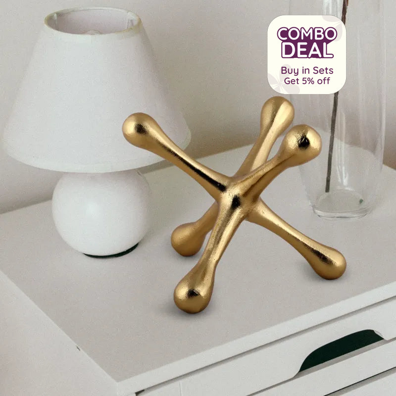 Sculpture Jack Gold For Table Top Decor | 3 x 3 x 2 inches