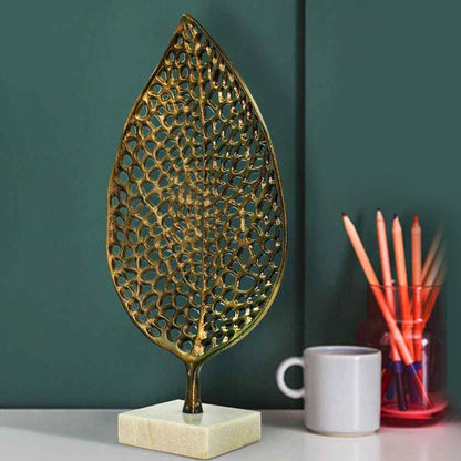 Showpiece Leaf Smoke Metal Black