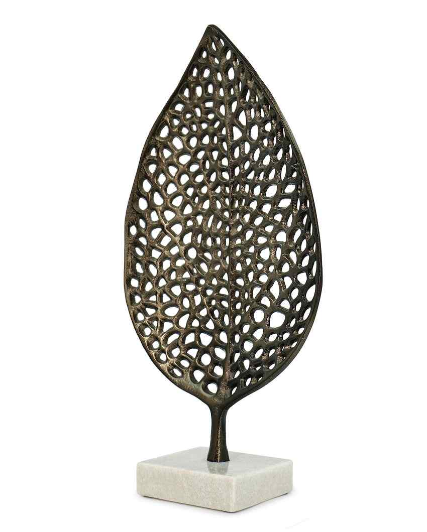 Showpiece Leaf Smoke Metal Black