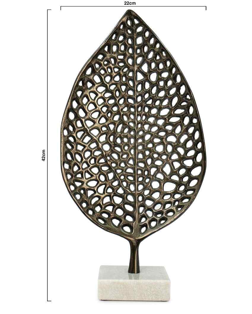 Showpiece Leaf Smoke Metal Black