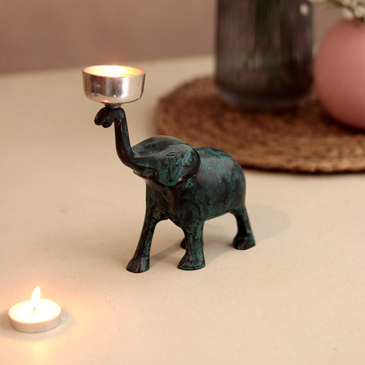Elephant Tea Lights Holder in Ceramic Finish Default Title